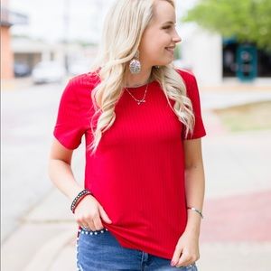 Crazy train solid red tee